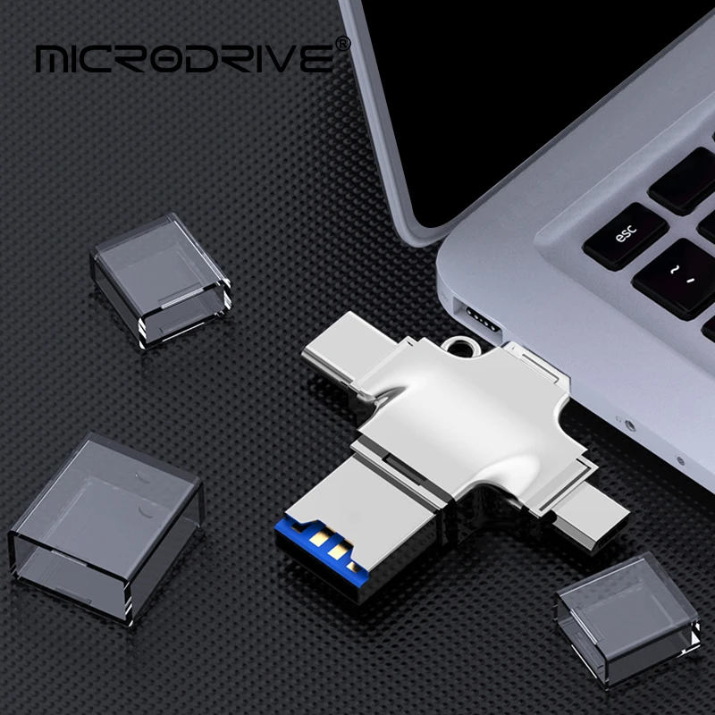 4 in 1 USB Flash Drive for iPhone iPad Pro Android Pen Drive Type c Otg Card Reader For IPhone Ipad Pendrive USB3.0 Memory Stick - imagen 3
