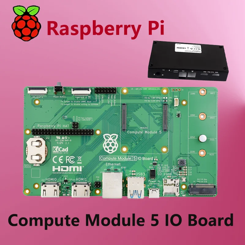 Placa oficial Raspberry Pi Compute Module 5 IO, una plataforma de desarrollo y placa base de referencia diseñada para CM5