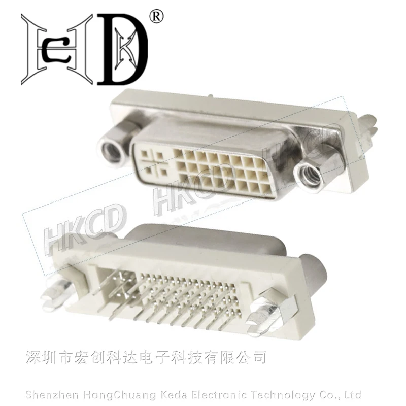 Monitor de ordenador, interfaz de DVI-D, toma de vídeo DVI DV24 + cabezal hembra de 1 pines, placa enchufable de 180 grados, 2 uds. - imagen 2