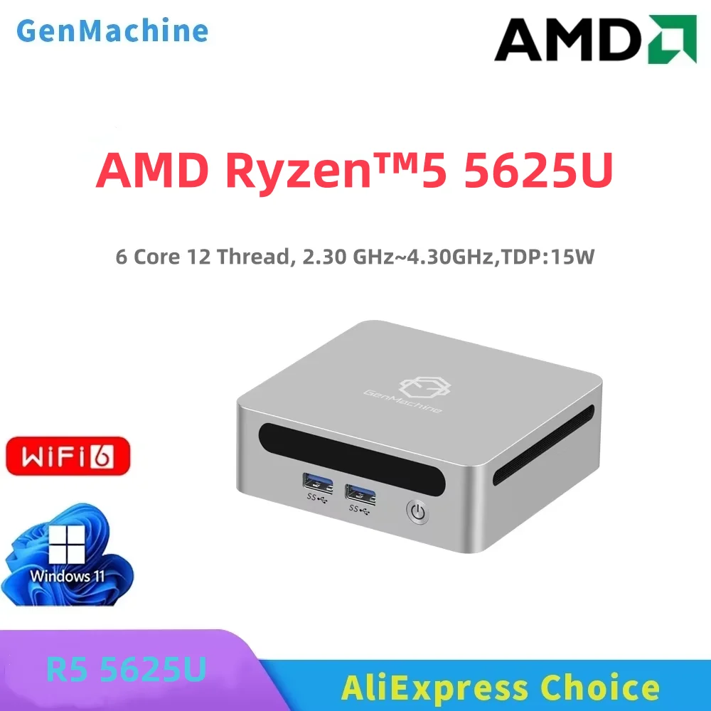 GenMachine nuevo AMD Ryzen 5 5625U Mini PC Windows 11 Ryzen 2,3 GHz hasta 4,3 GHz DDR4 Max soporte 64GB Gaming Pc WIFI6 ordenador - imagen 2