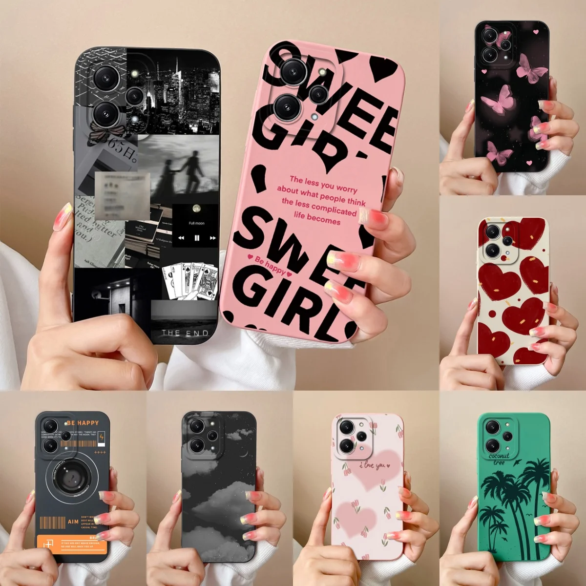 Para Redmi 12 Funda Swwet Cool Funda de teléfono suave para Xiaomi Redmi12 4G 5G protección completa Funda de silicona líquida de alta calidad