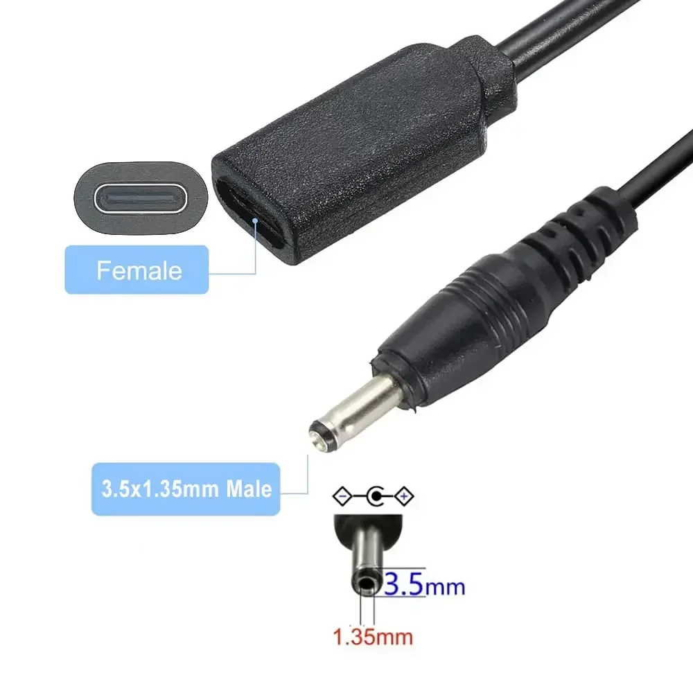 Cable de carga USB tipo C a CC 3,5mm x 1,35mm 5V con interruptor de encendido/apagado para Cable de alimentación USB HUB tira de luces LED linterna, altavoz - imagen 2