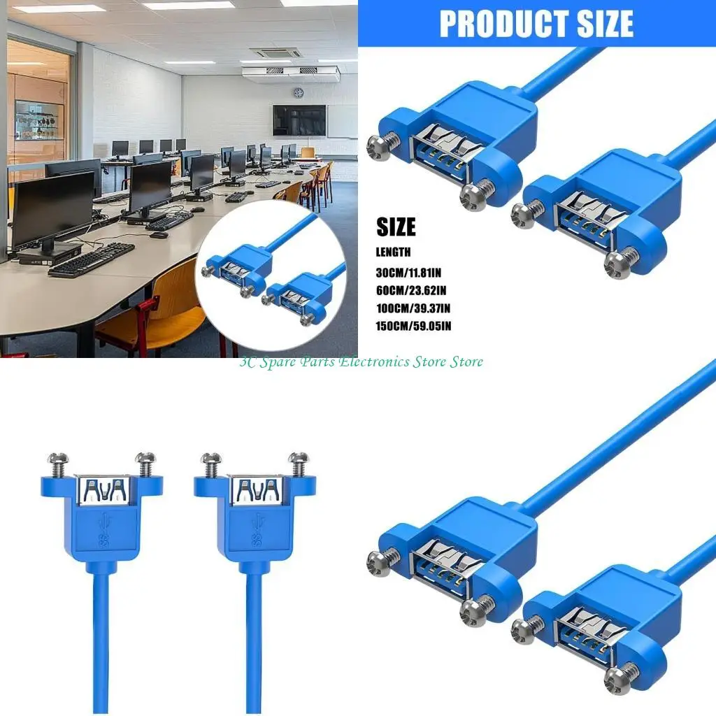SZ USB Cable extensión Conectores femeninos con tornillos para los oídos para estabilidad