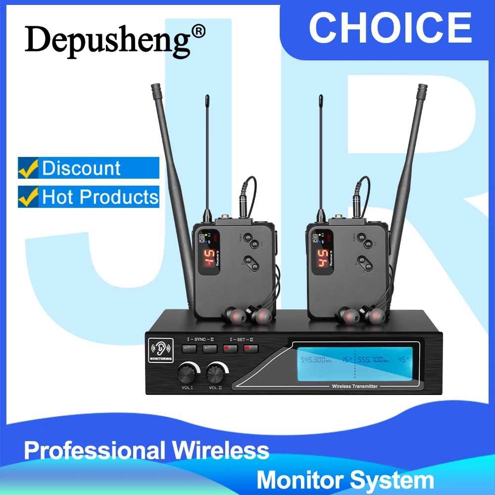 Depusheng Sistema de monitor profesional UHF en el oído Múltiples grupos de frecuencia para puesta en vivo en escenario