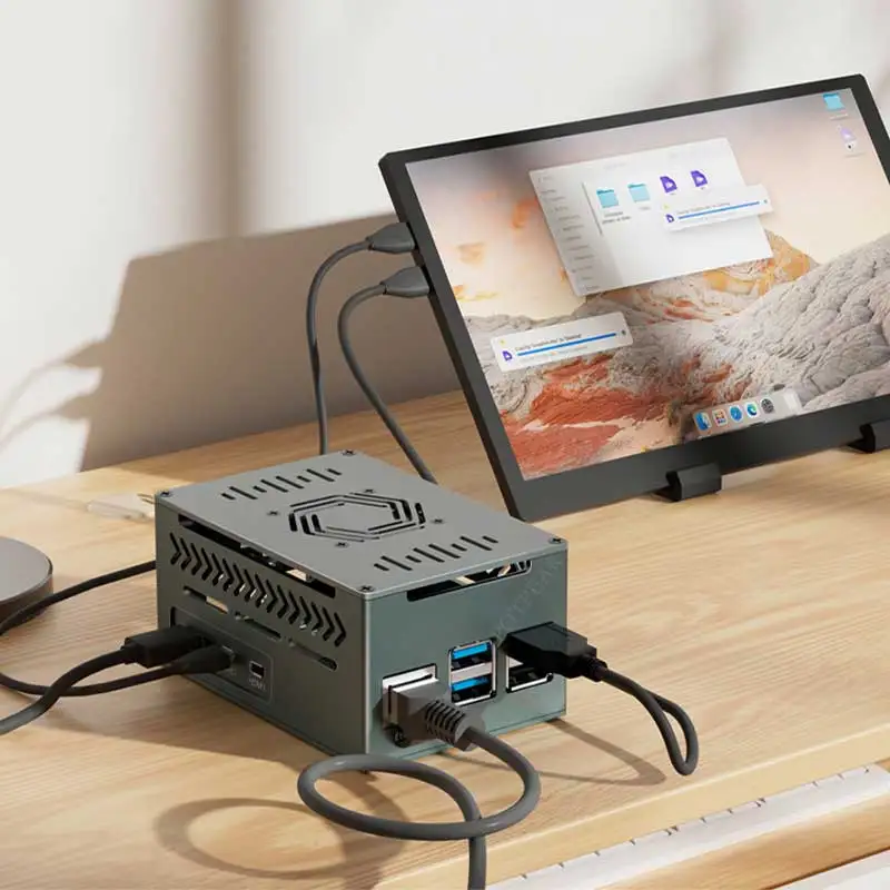 Caja de Metal de aluminio Raspberry Pi 5 con ventilador enfriador PWM y disipador térmico de cobre puro, gran espacio para placa de expansión PCIe Extra Pi5 - imagen 2