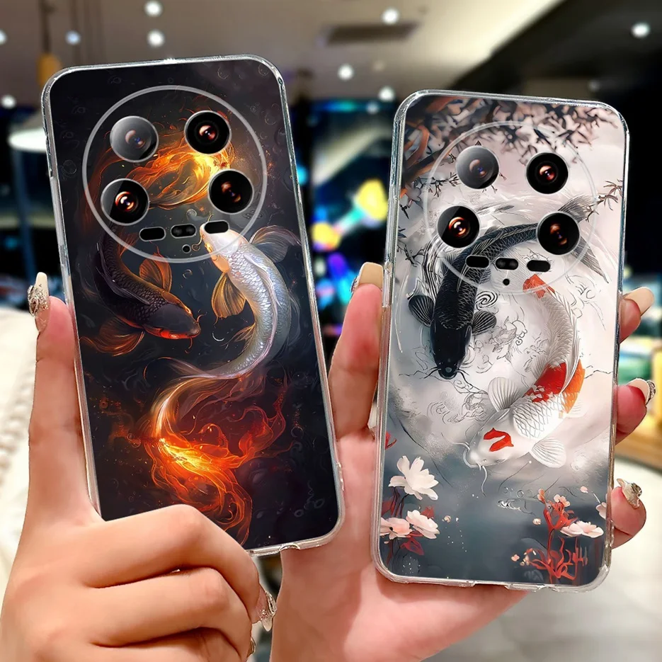 Para Xiaomi 14 Ultra funda Mi 13 Ultra coloridas flores pintadas funda suave y delgada para teléfono Xiaomi Mi 14 Ultra Mi 13Ultra Shell - imagen 2