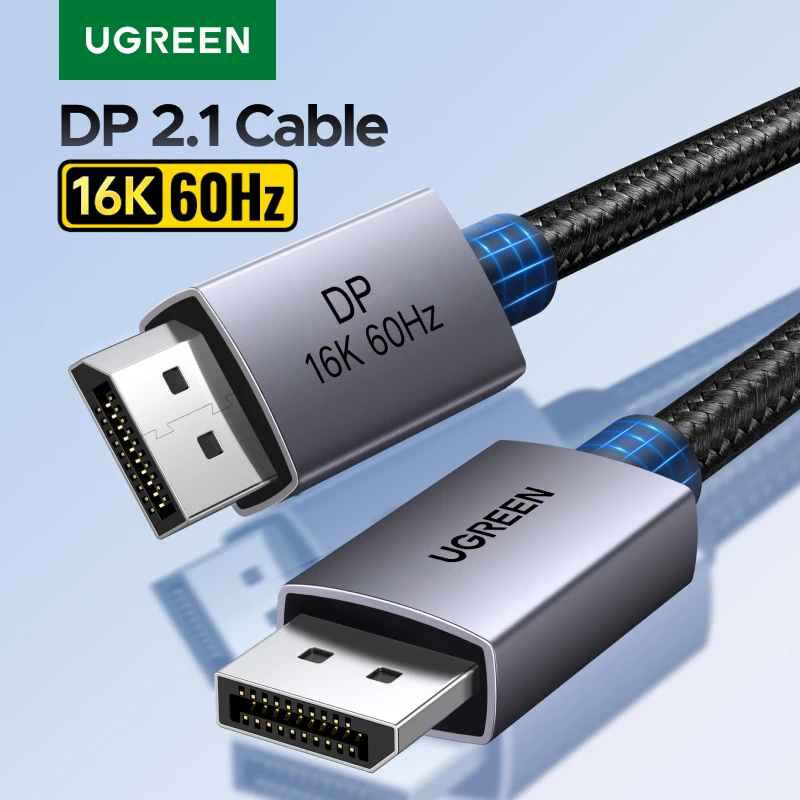 UGREEN DisplayPort Cable DP 2.1 16K 8K 4K 60Hz HDR Cable de Audio y vídeo para PC portátil TV Monitor proyector cámara Compatible con P
