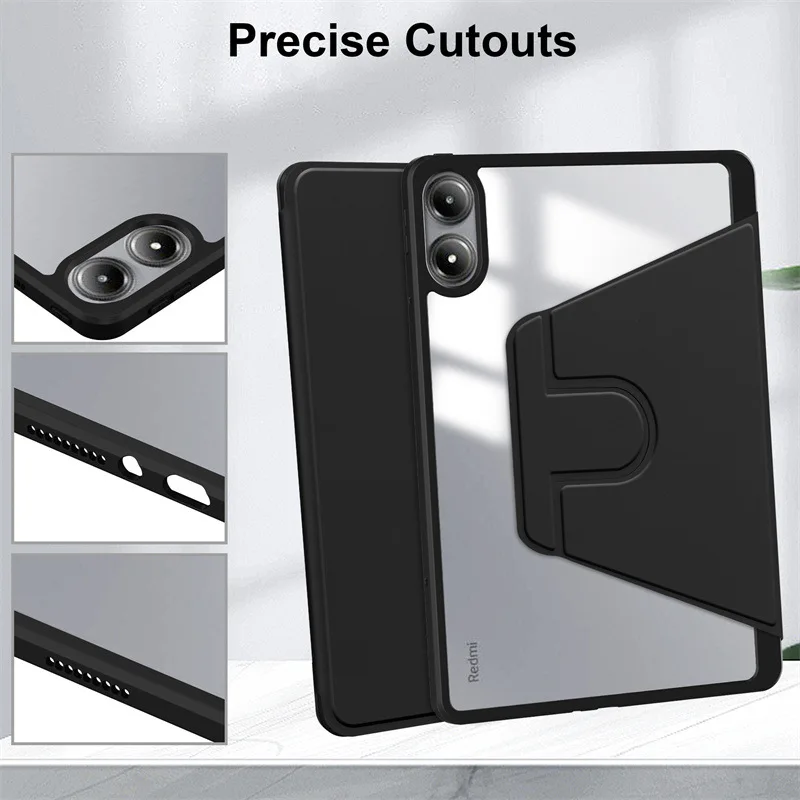 Para Redmi Pad Pro 12,1 pulgadas 360 funda magnética giratoria para tableta inteligente para Xiaomi Redmi Pad Pro 12,1 2024 funda con portalápices - imagen 5