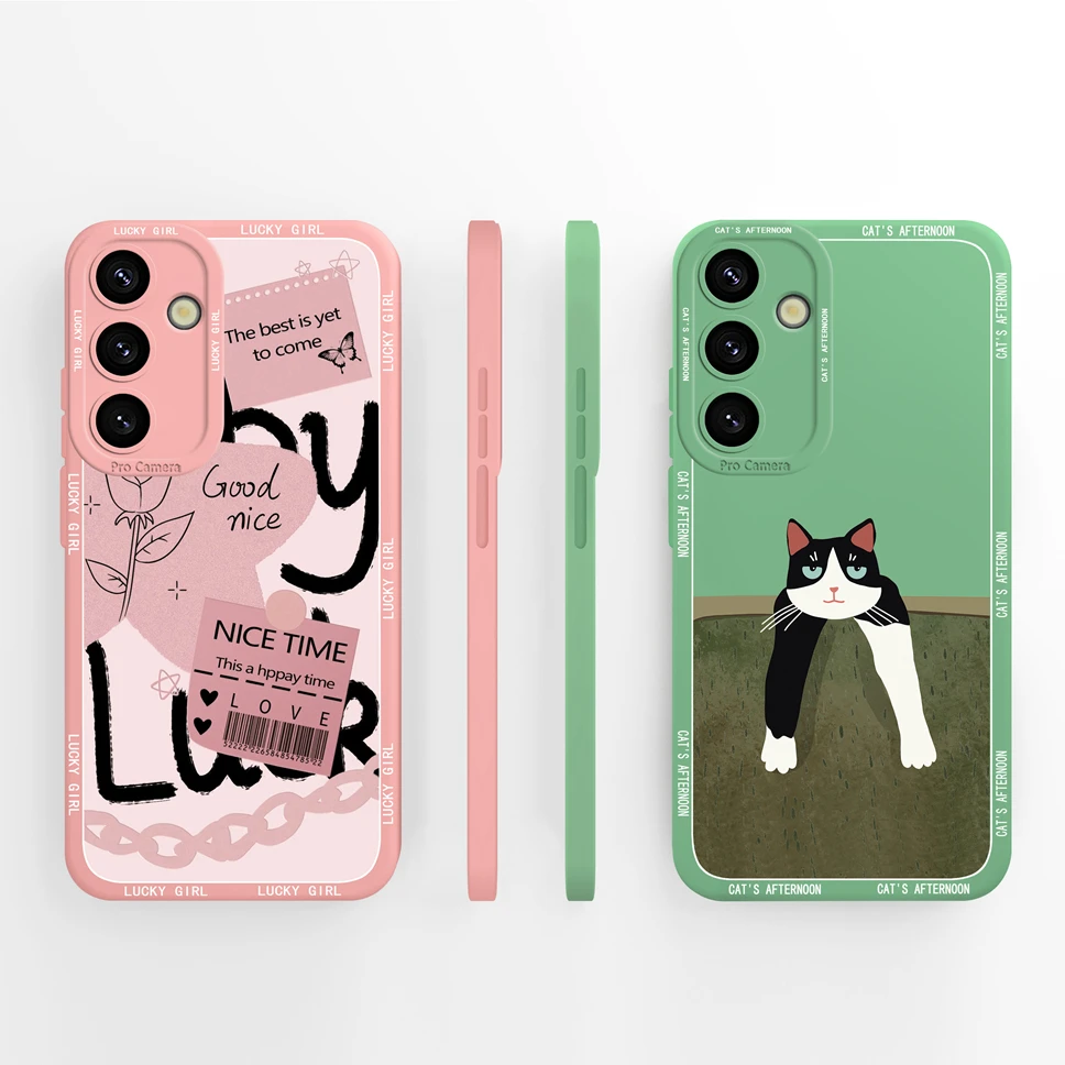 Funda para Samsung Galaxy S24 Plus, S24Ultra, S24FE, Pretty Cat, Fundas de protección de silicona líquida suave para Samsung Galaxy S 24
