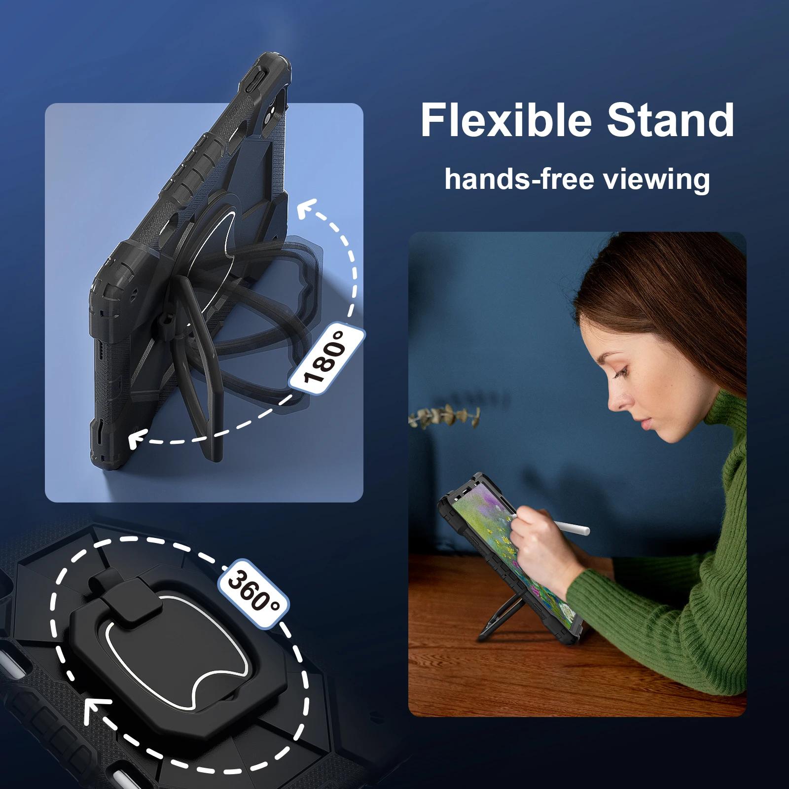 Funda con mango giratorio para iPad Pro 11 1a 2.a 3a 4a generación. 2018-2022 Air 4 5 10,9 2020 2022 Correa de hombro resistente - imagen 3