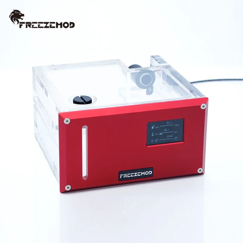 FREEZEMOD AIO Tanque de agua de doble accionamiento con termómetro y medidor de flujo Termómetro de correa de tanque de agua AI GQSX-Y2S - imagen 2