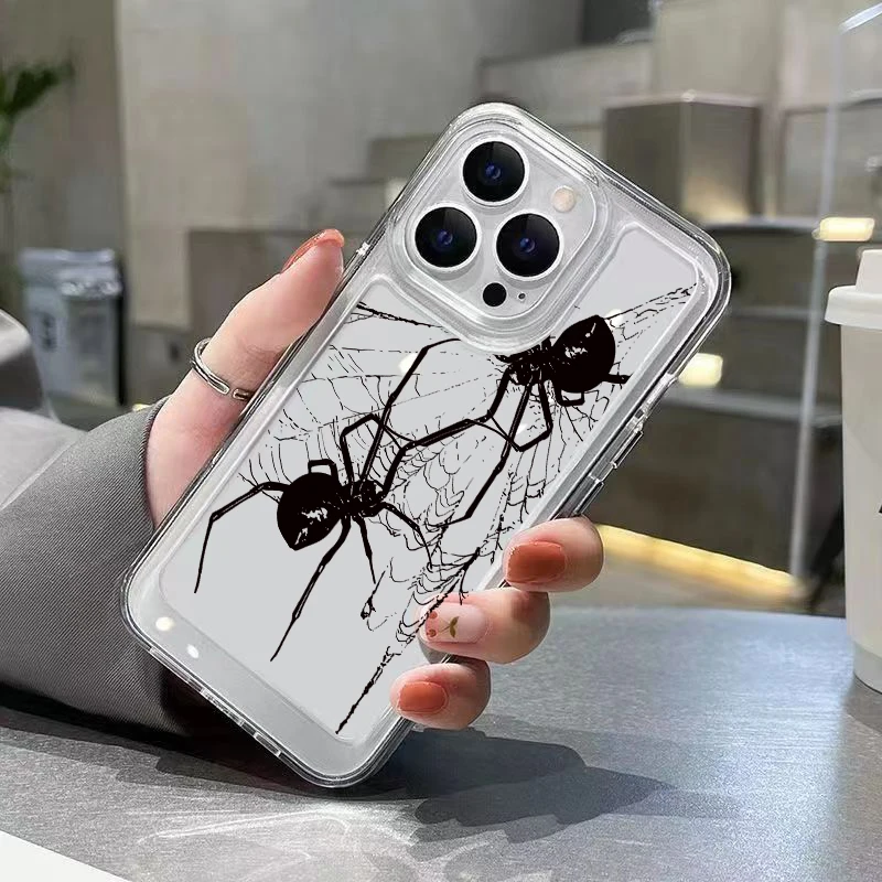 Coque pour iPhone 17 étuis iPhone 16 Pro Max étui motif araignée étui en cristal clair pour iPhone 16 Plus 15 14 13 12 11 17 couverture aérienne - imagen 4