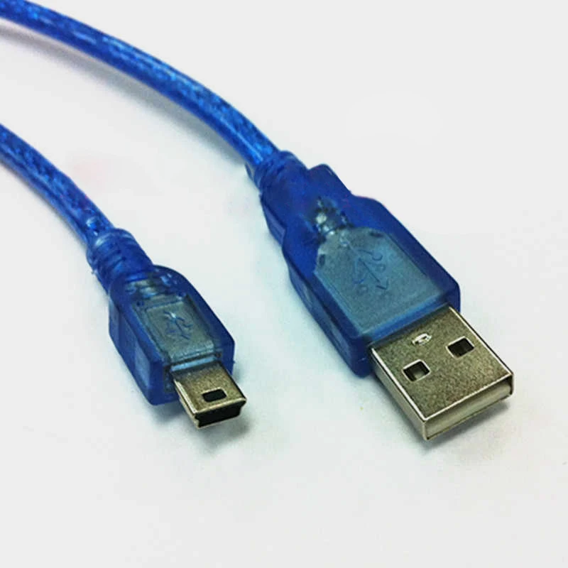 Cable de datos MiniUSB, puerto en forma de T de 5 pines, disco duro móvil, recto, azul, 30CM, cámara, navegación para coche, conector de Cable de carga MP3 - imagen 3
