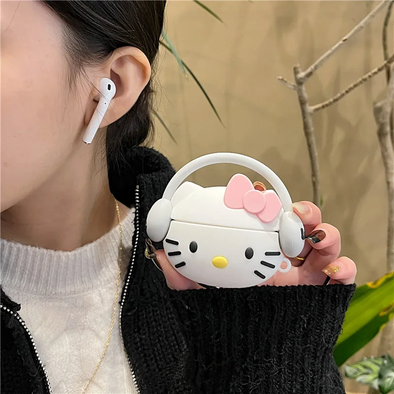 Funda de dibujos animados de Hello Kitty para Apple Airpods 1, 2, 3, funda para AirPods Pro Pro2 con gancho, accesorios para auriculares, caja para auriculares - imagen 2