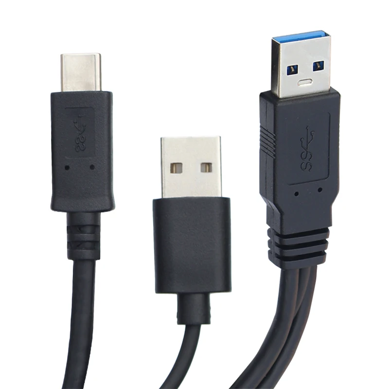 USB 3.0 macho de 0,7 m a USB-C tipo C con cable de datos Y de alimentación USB 2.0 para computadora portátil y disco duro - imagen 2
