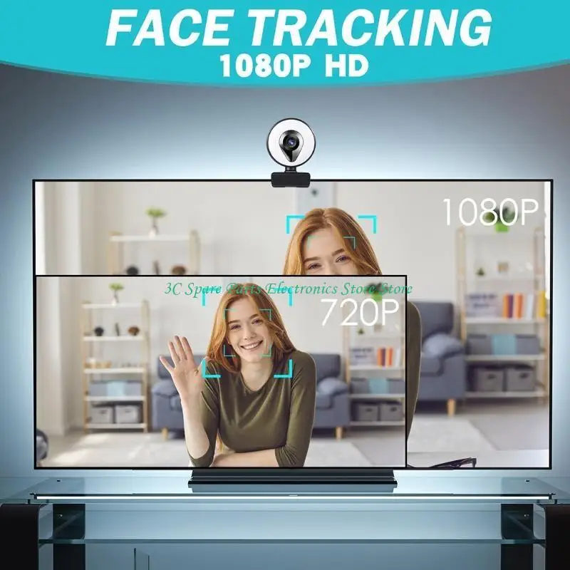 SZ Webcam 1080P 4K 2K Cámara web con enfoque automático USB PC Cámara web para computadora 3 modos luz - imagen 3