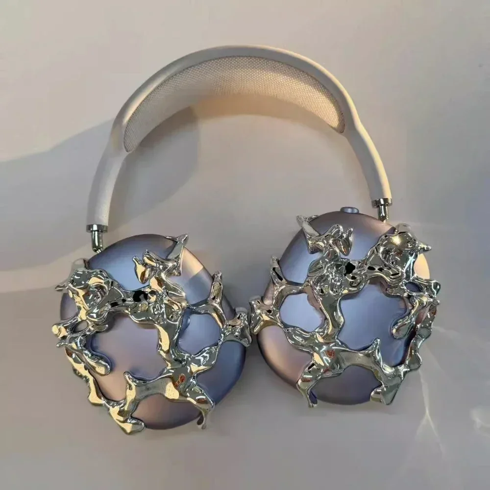 Funda AirPods Max Y2K, funda decorativa personalizada de resina líquida para auriculares, funda plateada, accesorios para auriculares, réplica de Airpods Max - imagen 3