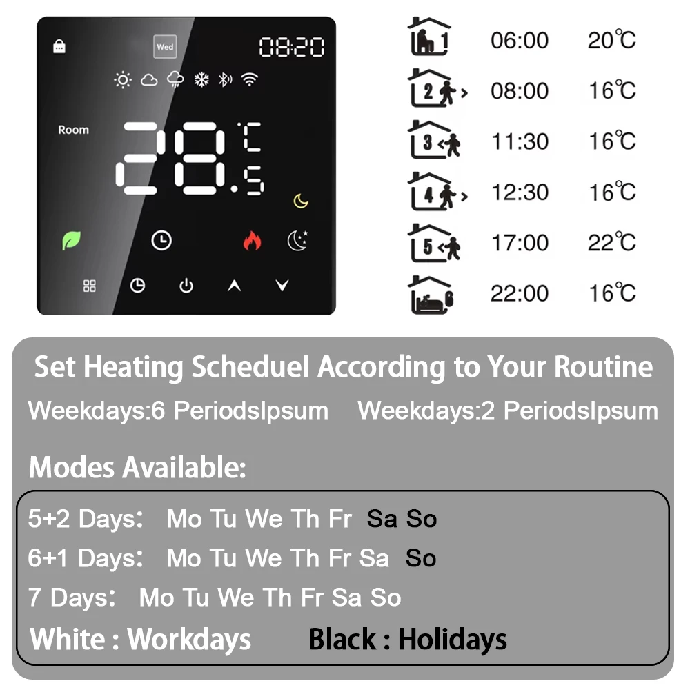 Termostato inteligente Tuya WiFi, calefacción de suelo eléctrica TRV, caldera de Gas y agua, control remoto por voz y temperatura para Google Home Alexa - imagen 4
