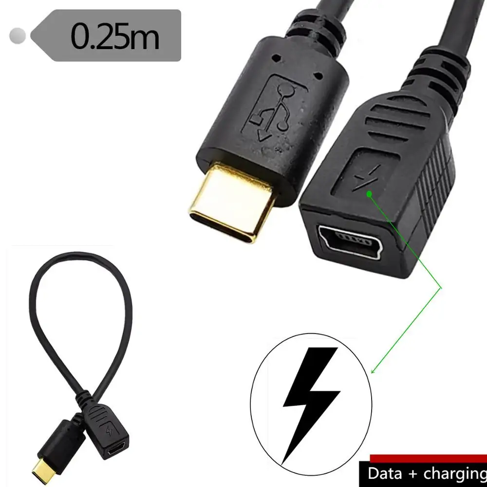 Adaptador de cable de conversión de datos de teléfono móvil, Adaptador tipo C macho a mini 5 pines hembra/micro 5P hembra, chapado en oro - imagen 5