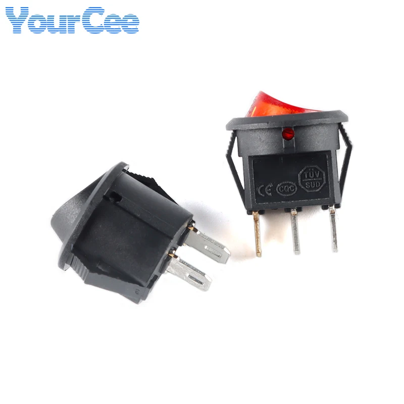 5 uds KCD11 interruptor basculante de 2 pines 3 pines 3A 250V AC 6A 125V AC SPDT apertura de encendido y apagado 15MM tipo barco interruptor de alimentación de botón redondo pequeño - imagen 3