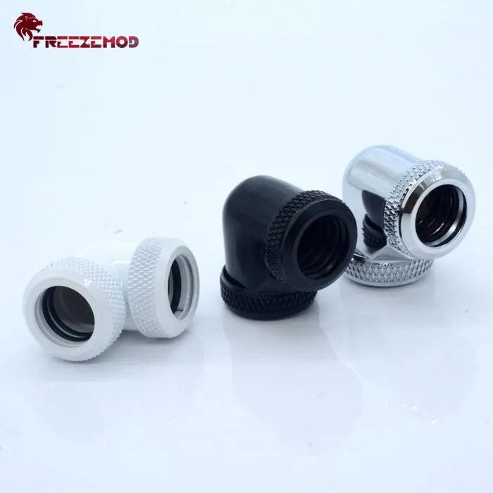 FREEZEMOD Accesorio de tubería dura y conector en ángulo de 90 grados para OD 14 mm PETG/acrílico/conector de tubería rígida de metal HYGKN-T90