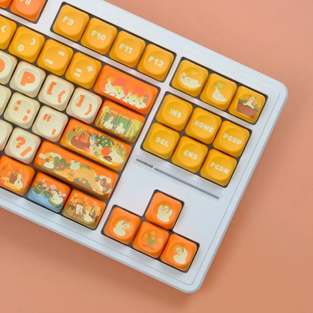 125 teclas de flor y pato personalizadas, 5 teclas de tinte lateral, teclas Sub PBT, teclas de teclado de perfil MOA para interruptores Cherry MX, teclado mecánico - imagen 5