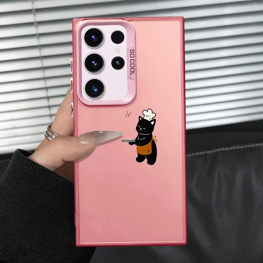 Funda trasera de teléfono para Samsung Galaxy S21 S23 Note 20 Ultra S20 Plus S23 S24 FE S22 S25 dibujos animados creativo gato negro - imagen 2