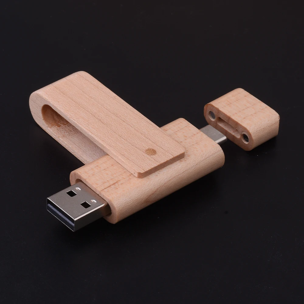 Unidad Flash USB TYPE-C 2 en 1, unidad colgante giratoria de 128GB, 64GB, unidad de bolígrafo de madera de nogal y arce, Memorias de regalo comercial de 64GB, Usb de 32GB - imagen 3