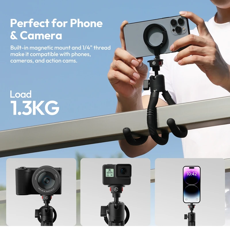 Trípode flexible magnético Ulanzi MT30 para fotografía teléfono cámara 360 °   Vlog al aire libre del trípode de las piernas empaquetables de la cabeza de bola de la ajustable - imagen 2