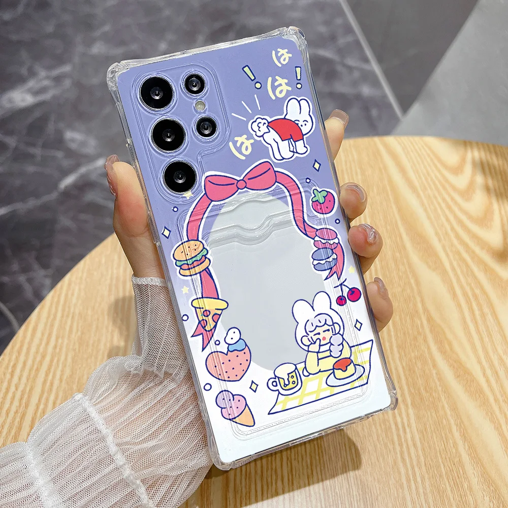 Funda de teléfono con tarjetero de dibujos animados para Samsung S25 Ultra Galaxy S24 FE S23 S22 Plus A05 A05s, fundas transparentes suaves de TPU a prueba de golpes - imagen 2