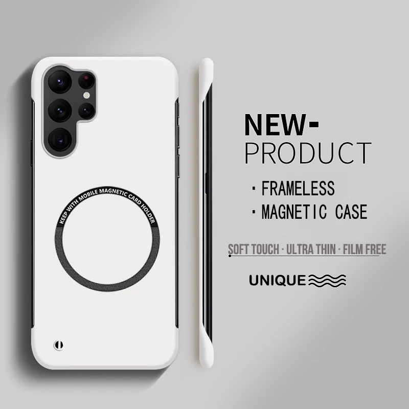 Funda de teléfono sin marco de PC dura magnética ultrafina para Magsafe Samsung Galaxy S25 S24 S23 FE Plus S25 funda Ultra mate Silm