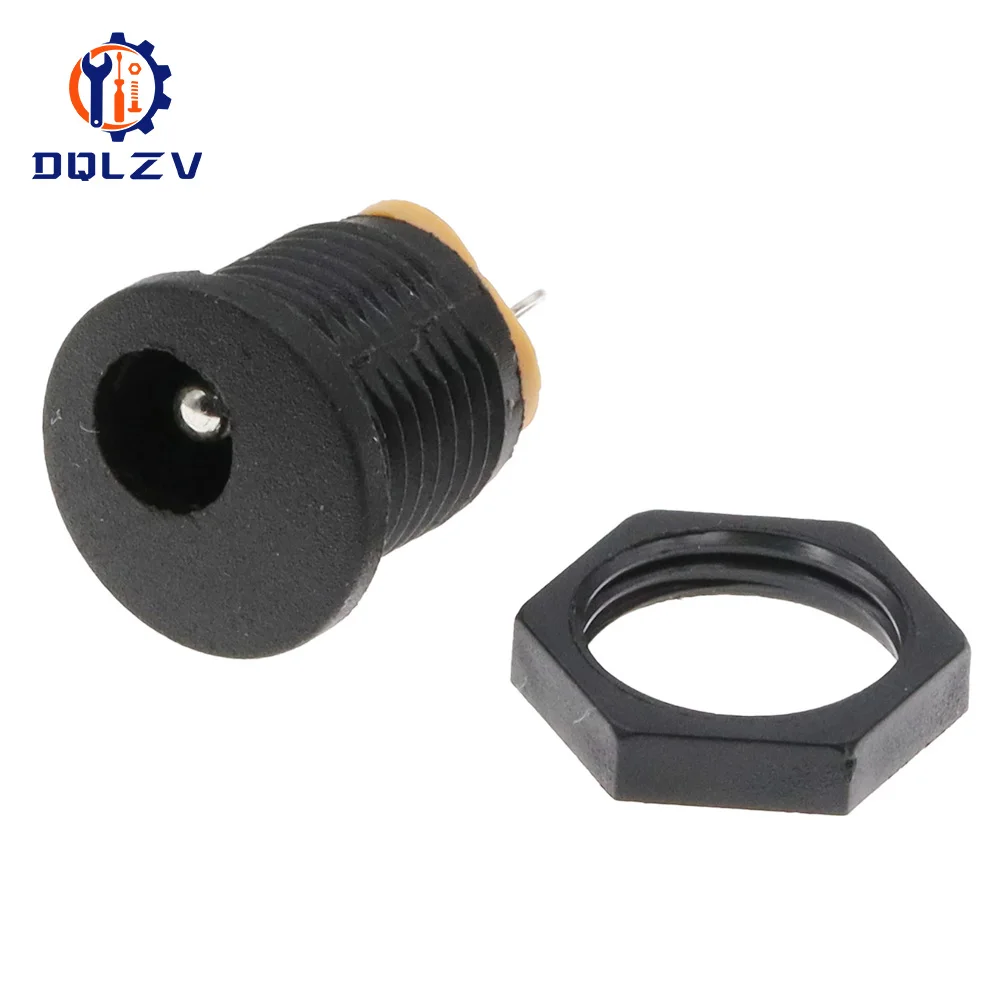 DC-022 5,5x2,1mm toma de corriente CC conectores Jack DC agujero redondo tornillo tuerca interfaz montaje en Panel DC022 5,5-2,1 - imagen 4