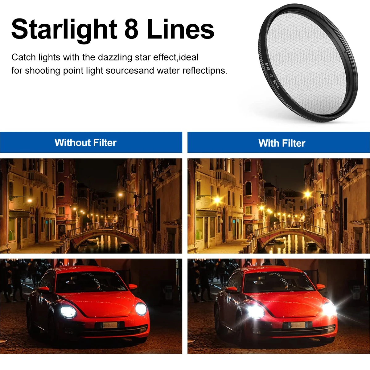 Filtro CPL Starlight de 52mm para teléfono, Clip de rosca para lente de cámara con Clip para filtros de efectos y asistente de cámara de teléfono móvil - imagen 2