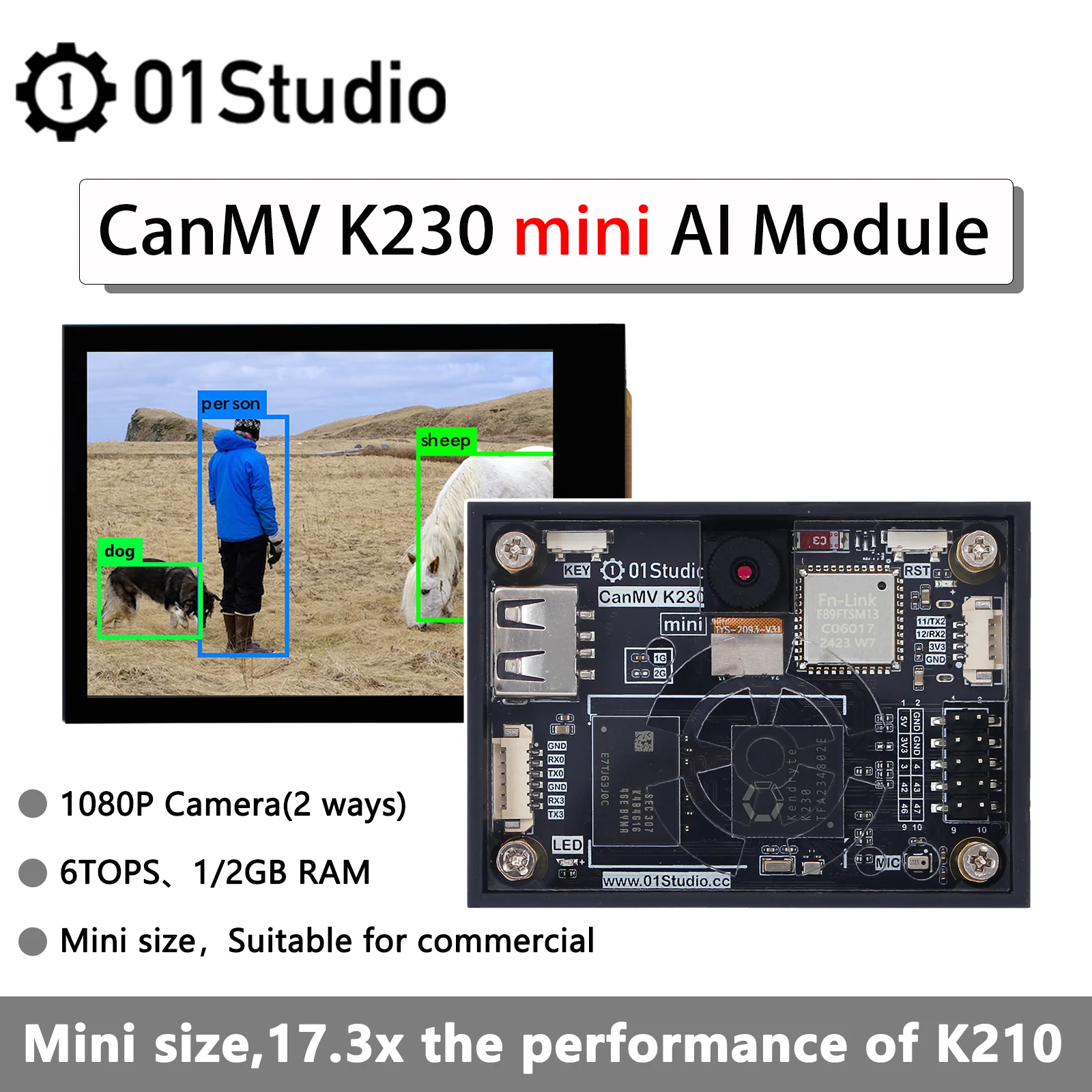 01Studio CanMV K230 mini placa de desarrollo AI módulo de reconocimiento Visual 6TOPS potencia informática supera K210 - imagen 2