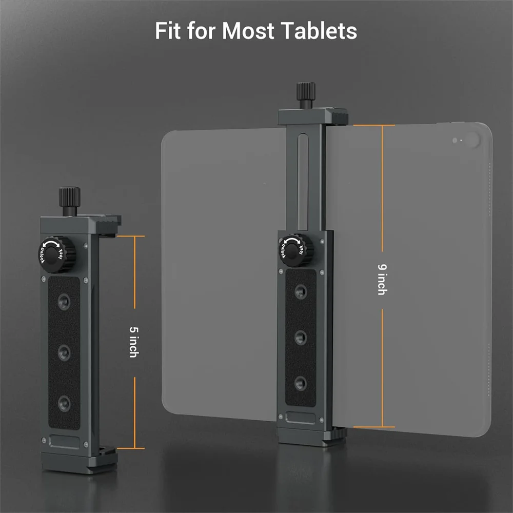 Adaptador de trípode para tableta ultraportátil, clip universal para Ipad Mini a 12,9 "Pro Folds planos, construcción de aluminio para aviones - imagen 5