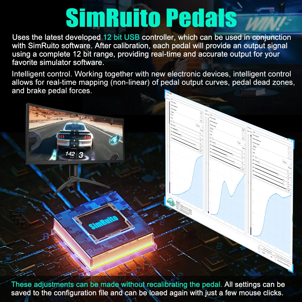Volante y pedales Sim Racing para caja de control inteligente de PC - imagen 3