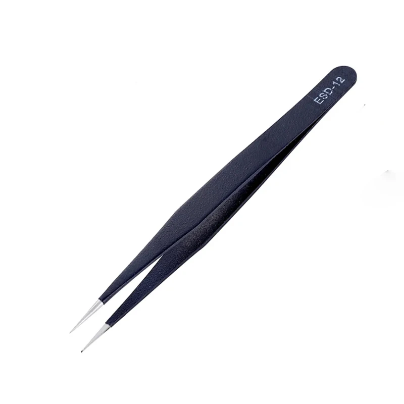 Pinzas antiestáticas de acero inoxidable ESD, herramienta de mantenimiento, juego de herramientas de reparación de pinzas rectas y curvadas de precisión Industrial - imagen 4