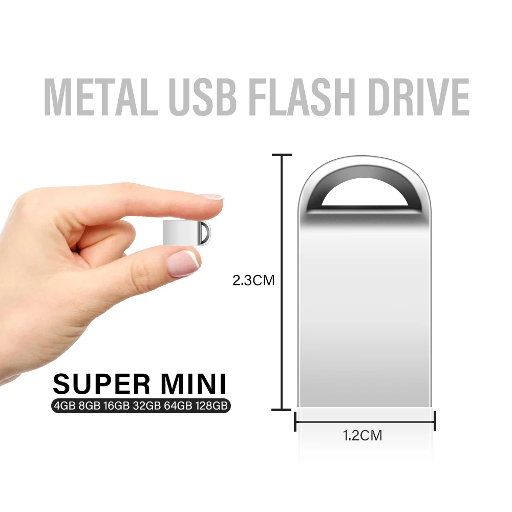 Unidad Flash USB de Metal 2,0 Mini Flash Pendrive 128GB 64GB 32GB 16GB Cle USB 2,0 Stick 64GB 128GB dispositivos de llavero de almacenamiento USB - imagen 2