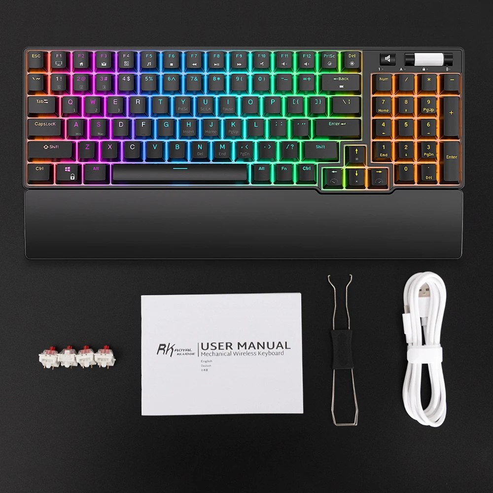 RK ROYAL KLUDGE-Español Teclado mecánico inalámbrico RK96, dispositivo con Bluetooth, 96 teclas, RGB, trimodo BT5.0/2,4G/USB, intercambiable en caliente - imagen 5