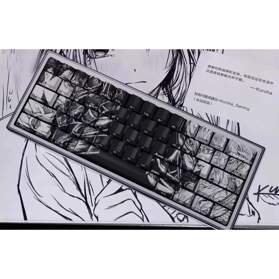 Berserk Keycaps PBT tinte sublimación cereza altura impresión lateral retroiluminación negro para AULA F75 Mad 60he 68he teclado mecánico PC - imagen 3