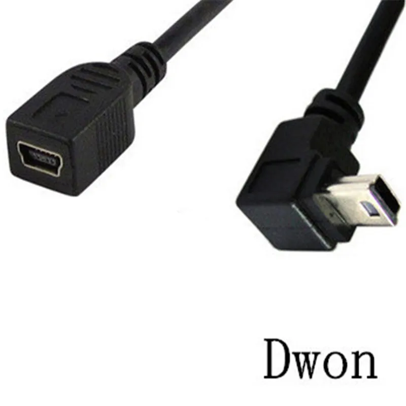 Up Down Left Right Angle 90 grados Mini USB 2,0 5 pines macho a hembra Cable adaptador de sincronización de datos enchufe Mini conector USB 0,25 m - imagen 4