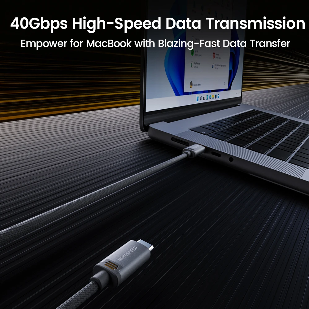 MOVESPEED T01 Cable de carga rápida tipo C 240W 40Gbps USB 4 Cable de datos 8K @ 60Hz adaptador compatible con Thunderbolt para MacBook Laptop - imagen 2