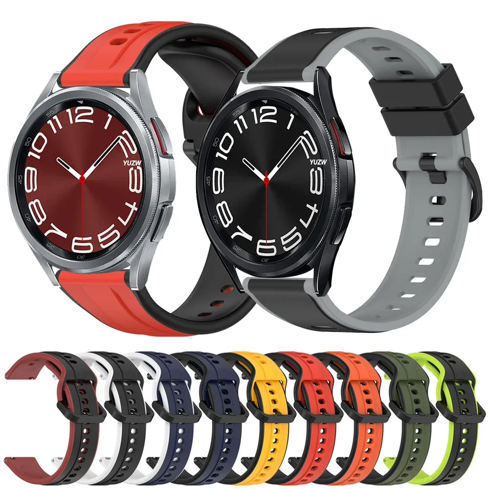 Correa de silicona de dos tonos para Samsung Galaxy watch 6, 5, 4, classic, Pro, 45mm, 44mm, 40mm, 43mm, 47mm, 20/22mm - imagen 2
