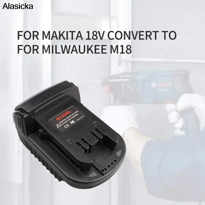 Para baterías de iones de litio Makita de 18V/20V, adaptador de conversión de batería MT20ML para baterías de iones de litio Milwaukee, compacto y ligero - imagen 2