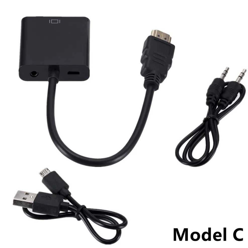 Cable convertidor HDMI a VGA conectado a un dispositivo para visualización HD