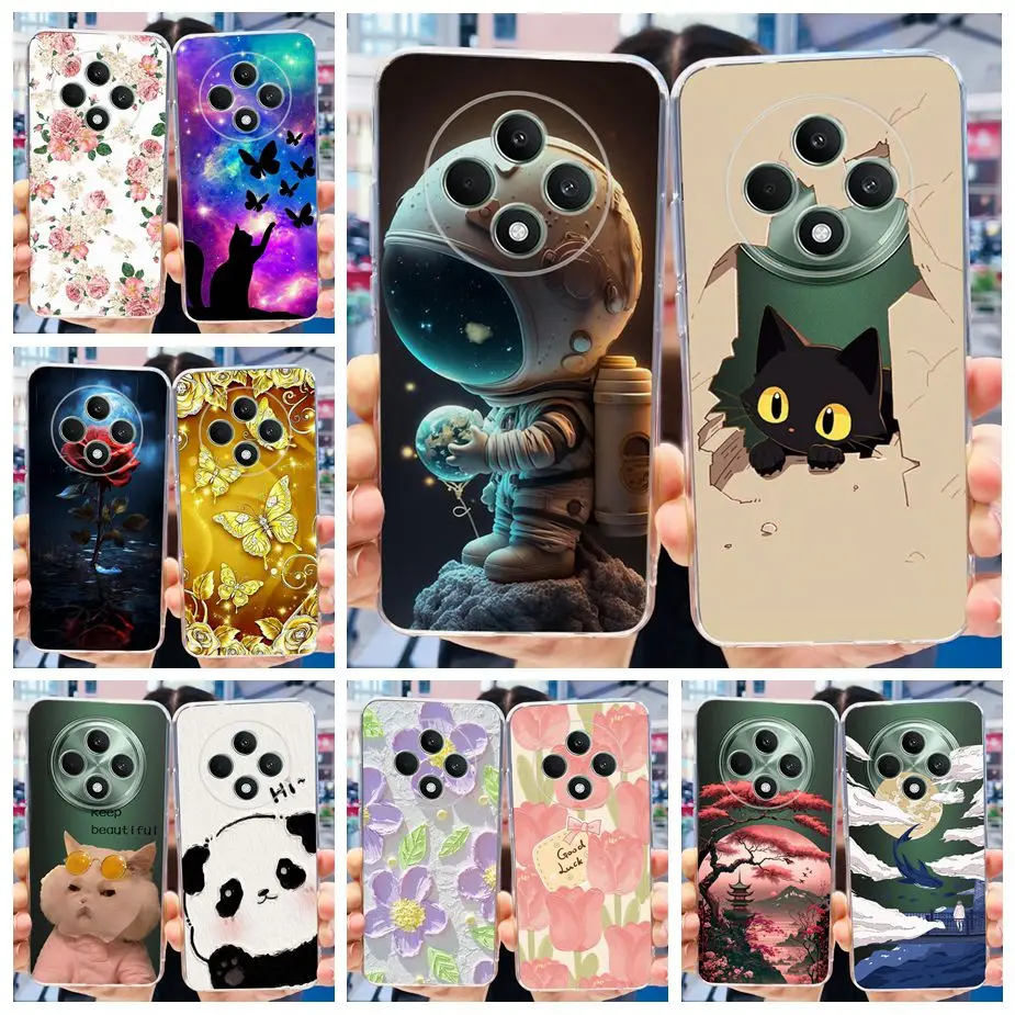 Para Oppo Reno 12F 4G funda CPH2687 lindo gato espacio hombre pintado funda de silicona suave para Oppo Reno12 F Reno 12 FS Reno12F Shell