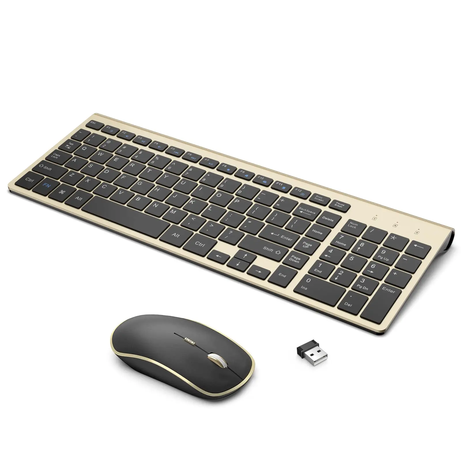 Juego de teclado y ratón inalámbricos para ordenador portátil, diseño compacto y portátil de 2,4G para oficina, color dorado, gris, rosa, rojo vino, plateado y verde