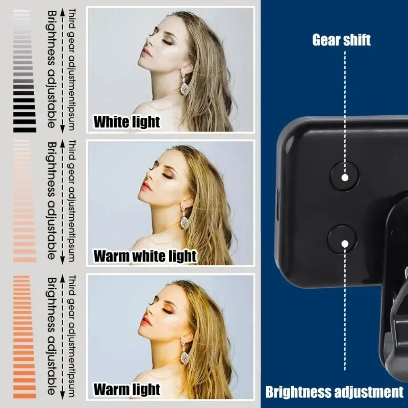 Luz para Selfie para teléfono, luces para videoconferencia, luz LED portátil, Clips portátiles compatibles con 3 luces para trabajo remoto, transmisión en vivo - imagen 3