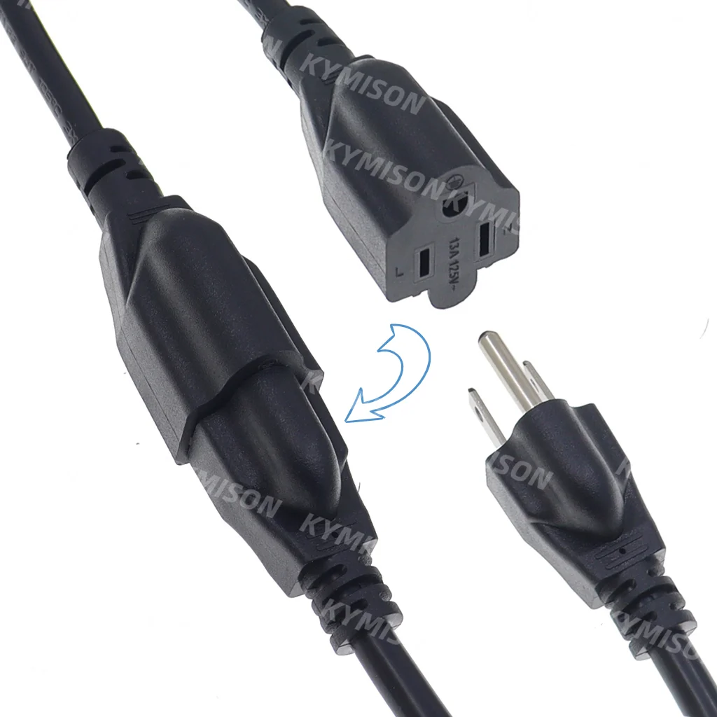 Cable de extensión de enchufe macho de 3 clavijas de EE. UU. a enchufe hembra Cable de alimentación americano NEMA 5-15P a 5-15R 0,3 m/0,5 m/1m/2m - imagen 5