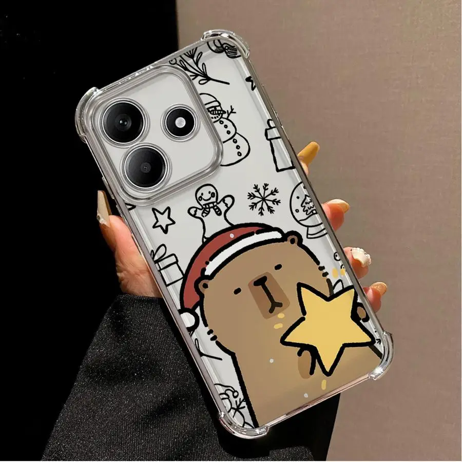 Bonita funda transparente de capibara navideña para teléfono Redmi Note 9S 11s 10 Lite 10s 11 12 13 10 Pro 14 Pro Plus - imagen 3